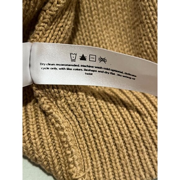 Vetta XL Camel Brown Organic Cotton Cable Knit Sweater Made In USA - Picture 6 of 16